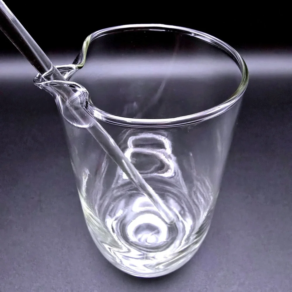 Hand Blown Clear Glass Heart Rim Cocktail Mixing Pitcher with Glass Stir Rod‎